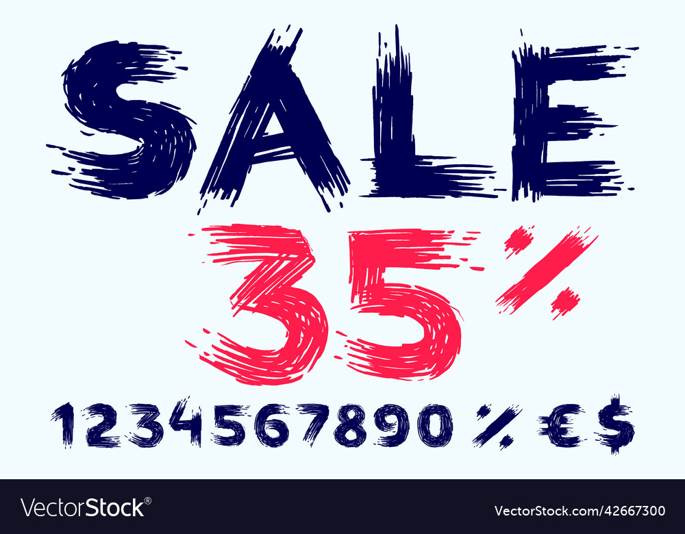 Sale lettering with numbers set percent dollar