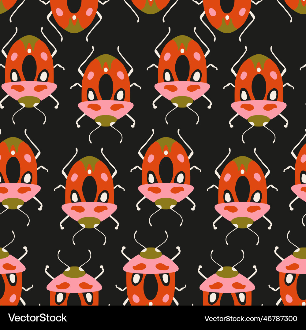 Seamless pattern with cute bugs colorful Vector Image