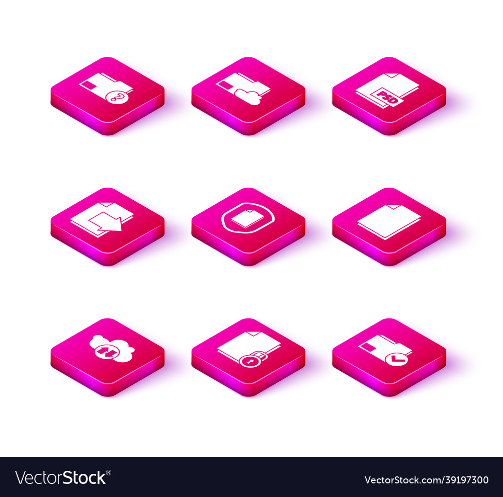 Set cloud download and upload document lock next Vector Image Set cloud download and upload document lock next