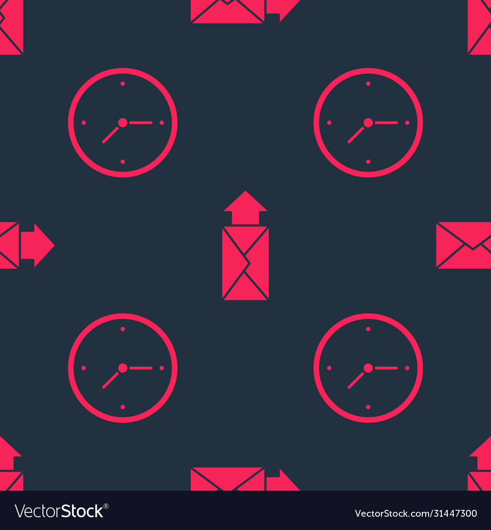 Set fast time delivery and envelope on seamless Vector Image Set fast time delivery and envelope on seamless