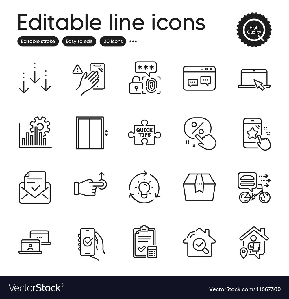 Set of technology outline icons contains Vector Image
