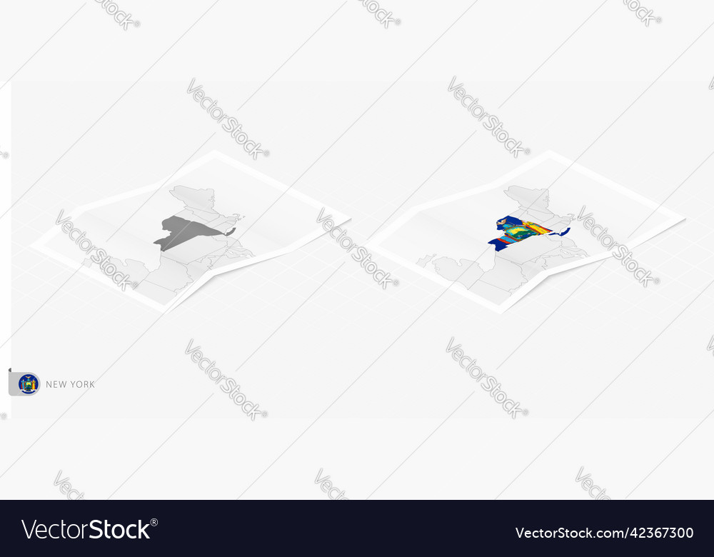 Set of two realistic map new york with shadow vector image Set of two realistic map new york with shadow