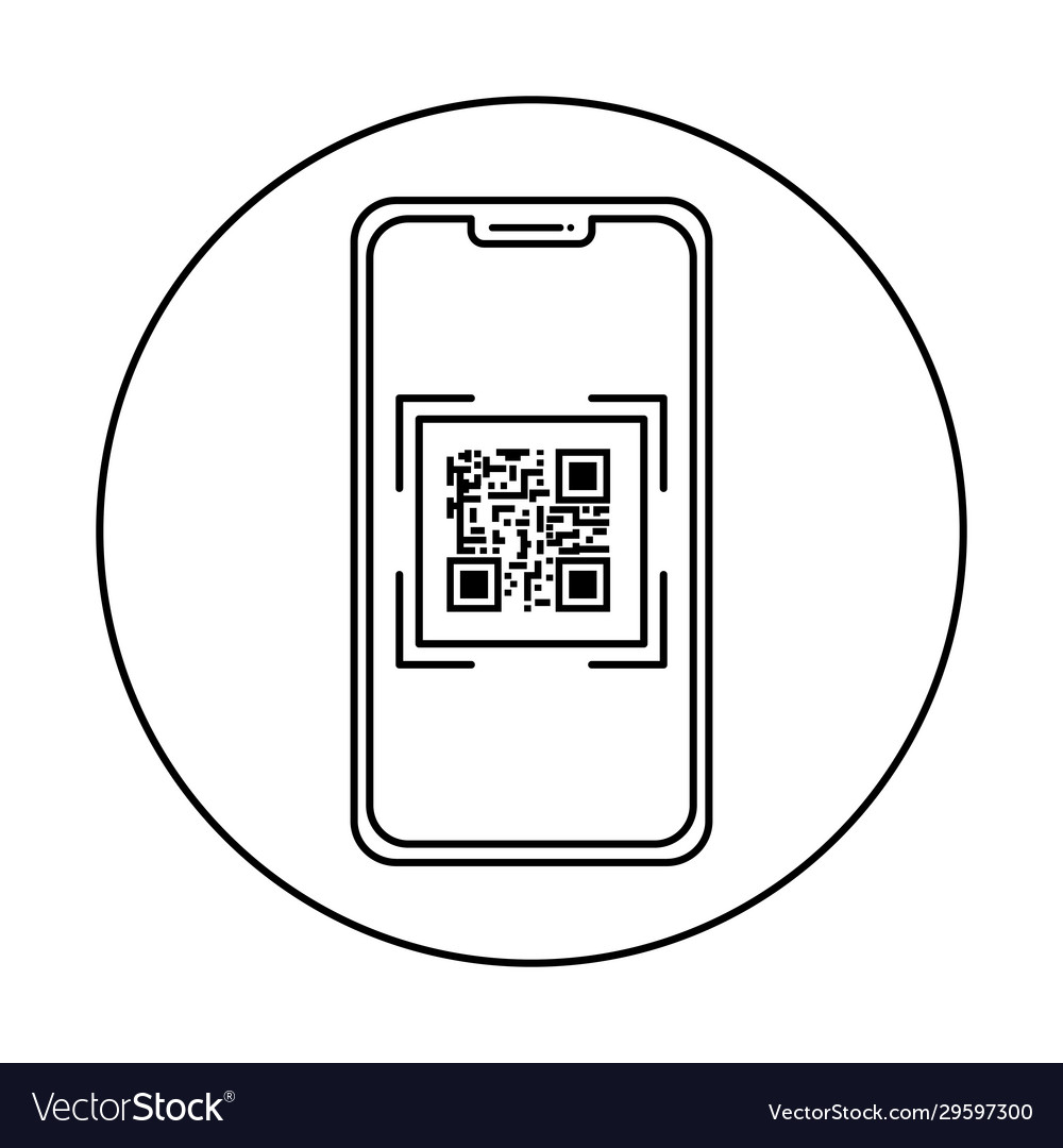 Smartphone device with scan code qr in frame vector image Smartphone device with scan code qr in frame