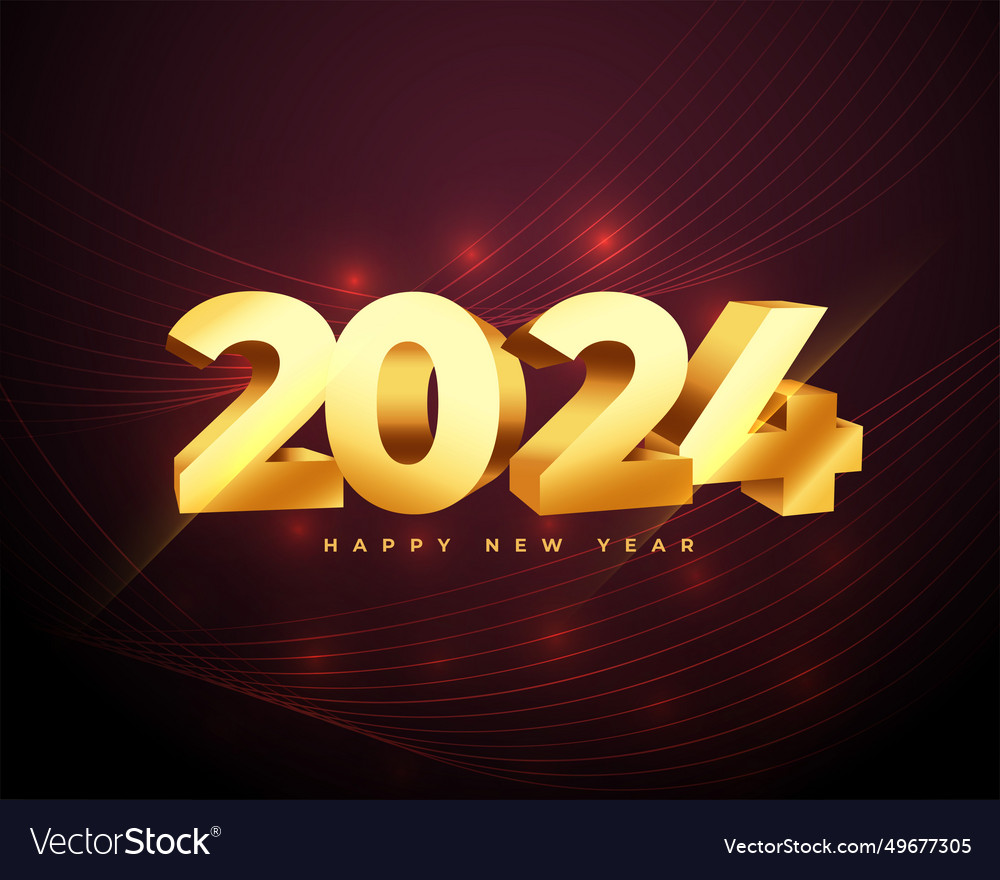 3d style 2024 new year shiny background design Vector Image