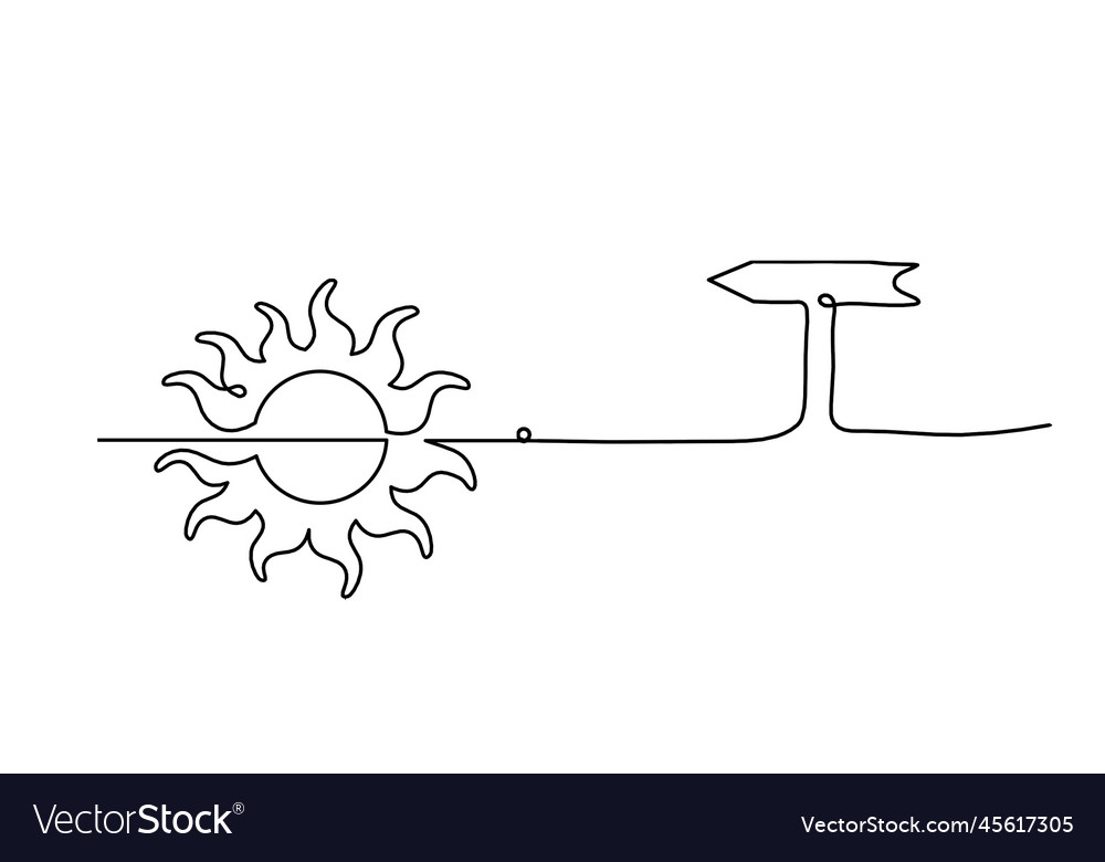 Abstract sun with direction as line drawing