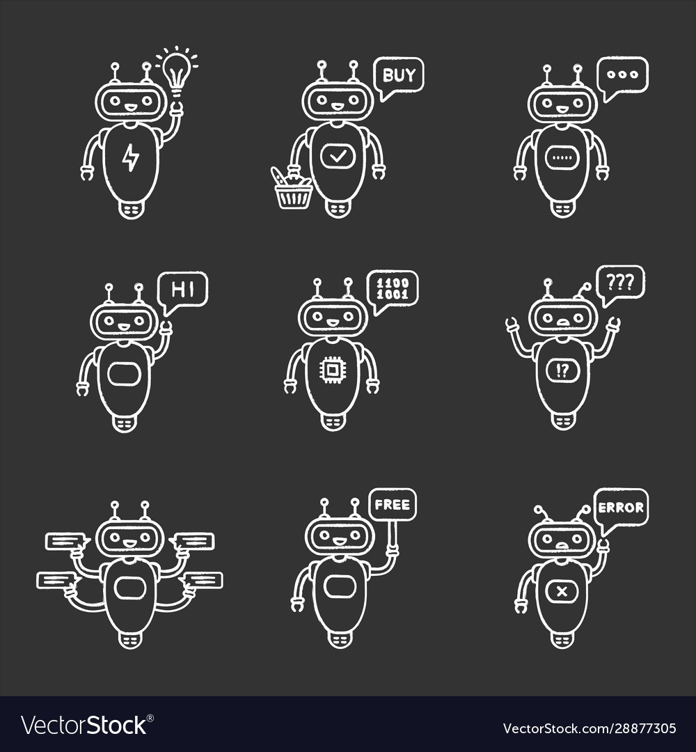 Chatbots chalk icons set