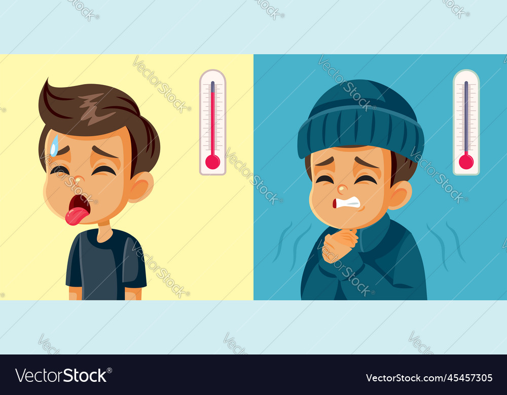 Child suffering in winter and summer from cold Vector Image