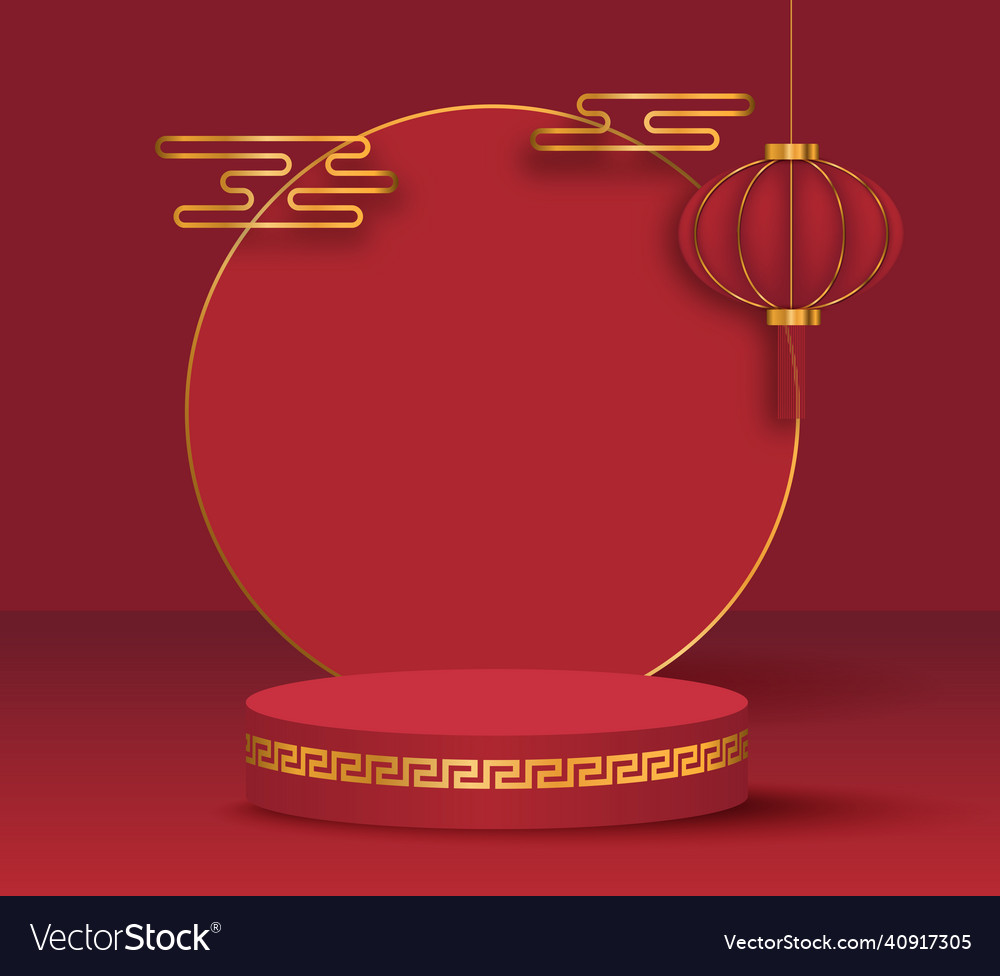 Chinesisch neues Jahr golden podium display mockup