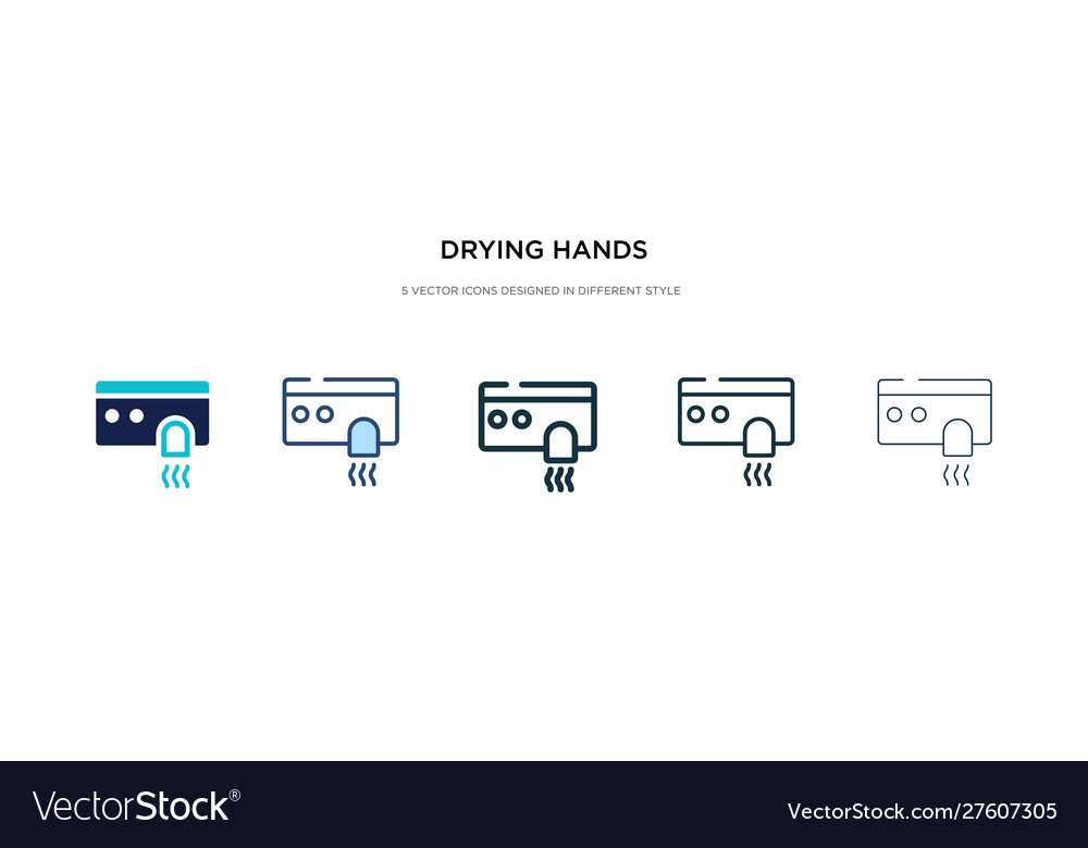 Drying hands icon in different style two colored