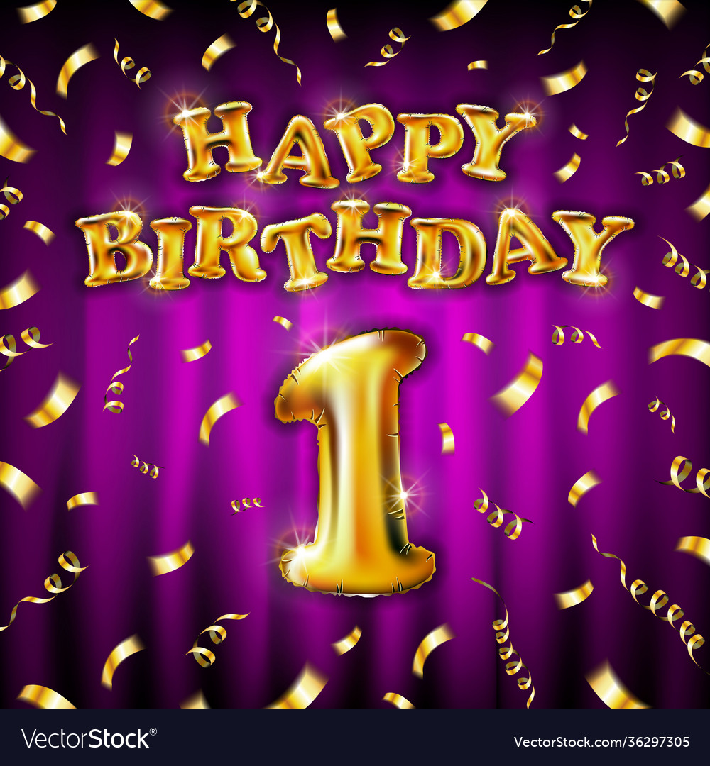 Happy birthday 1 message made golden Royalty Free Vector