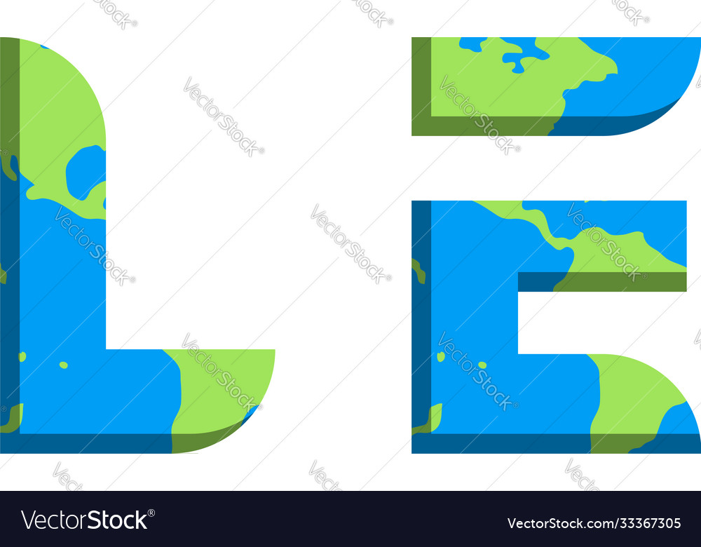 Initial le logo design with world map style