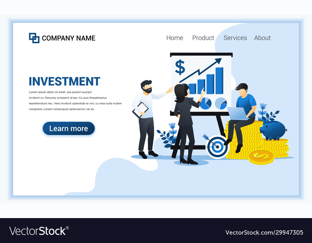 Investment concept with people on presentation Vector Image