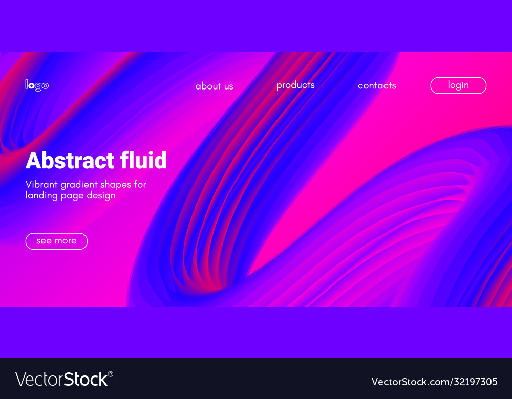 Landing page template with abstract fluid shapes vector image Landing page template with abstract fluid shapes