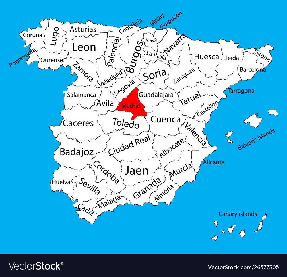 Madrid In Spain Map Madrid map spain province administrative map Vector Image