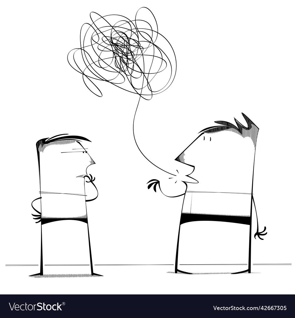 Man to another talking in scribble speak