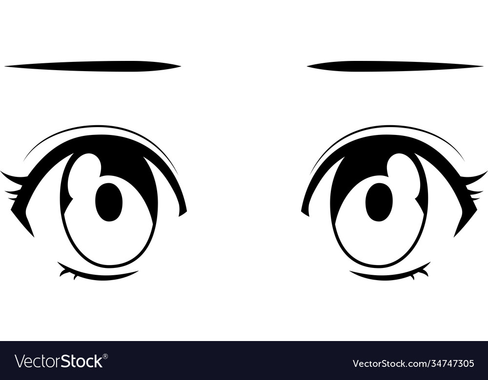 Monochrome cute anime-style eyes in normal times Vector Image