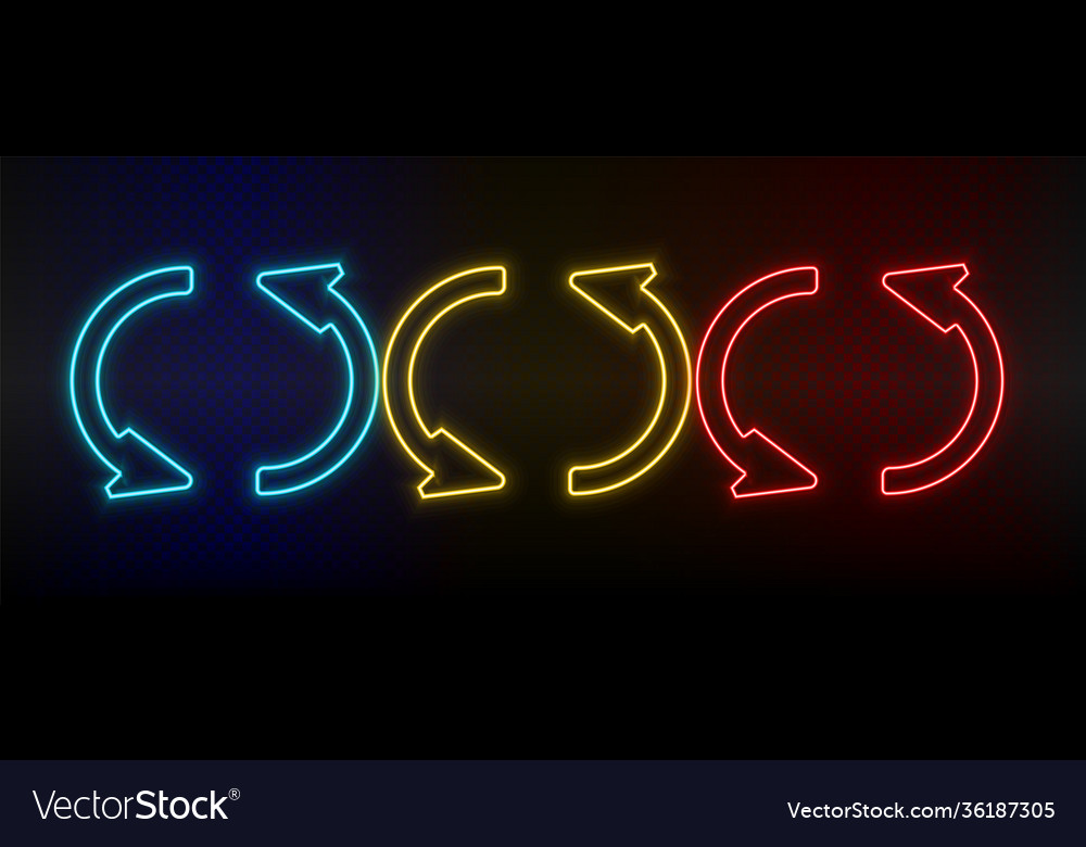 Neon icon set loading refresh red blue