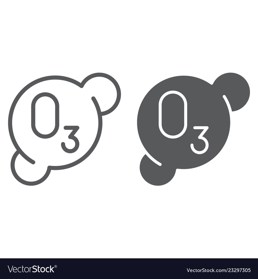 Ozonation line and glyph icon formula ozone