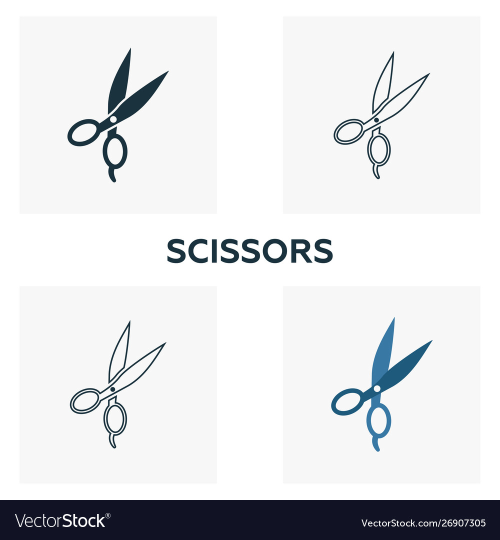 Scissors icon set four elements in different