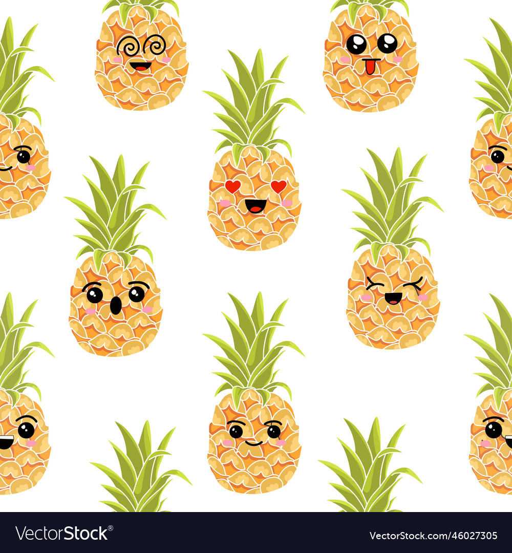 Seamless pattern of pineapples with different Vector Image Seamless pattern of pineapples with different