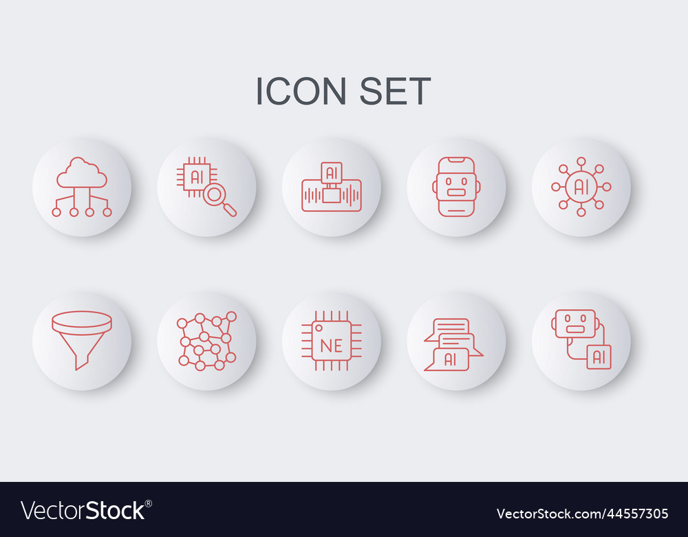 Set line artificial intelligence robot funnel vector image Set line artificial intelligence robot funnel
