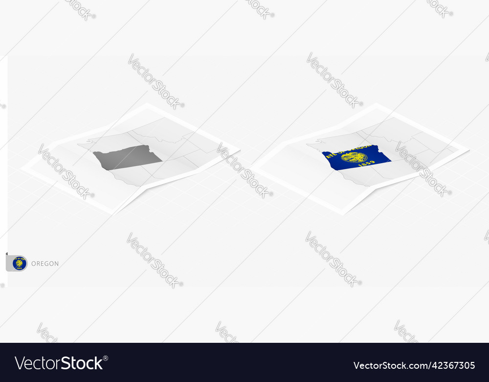 Set of two realistic map oregon with shadow vector image Set of two realistic map oregon with shadow