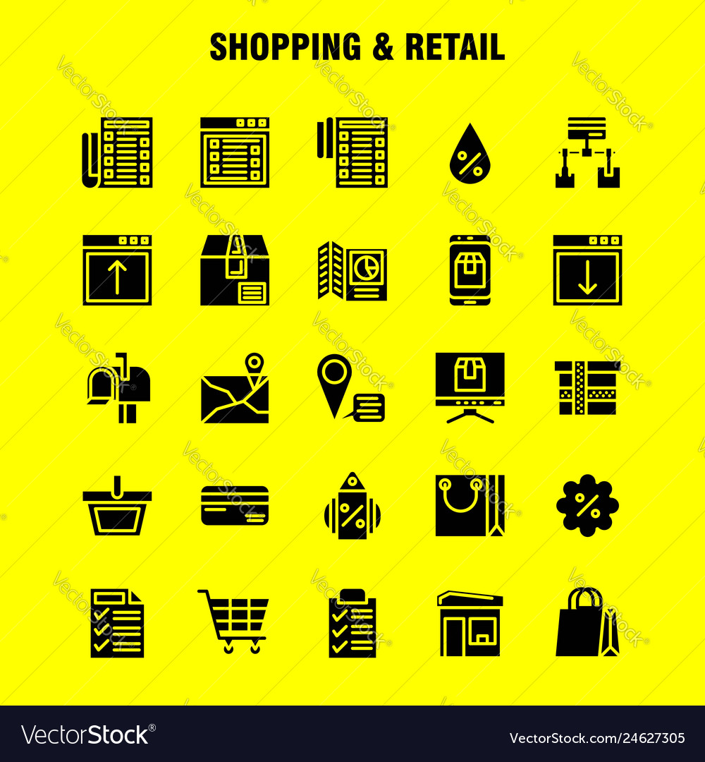 Shopping solid glyph icon pack for designers