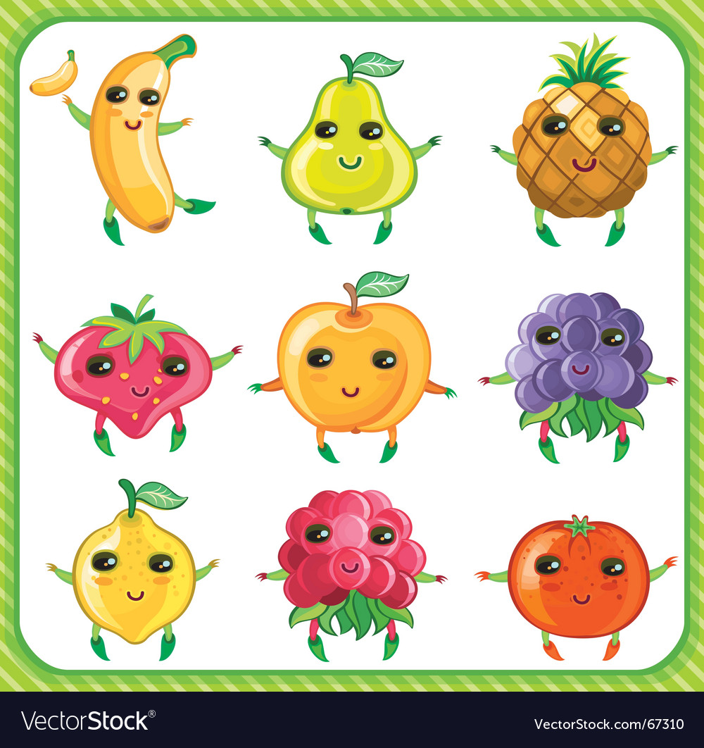 Cartoon fruits Royalty Free Vector Image - VectorStock