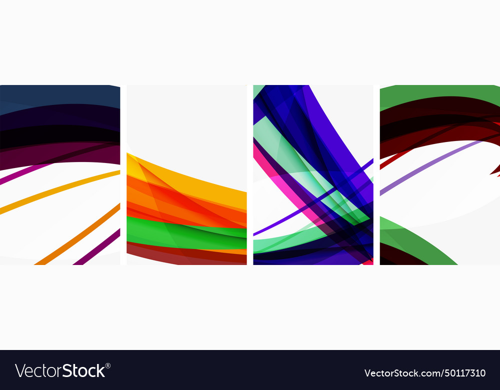 Colorful wave lines poster set for wallpaper Vector Image