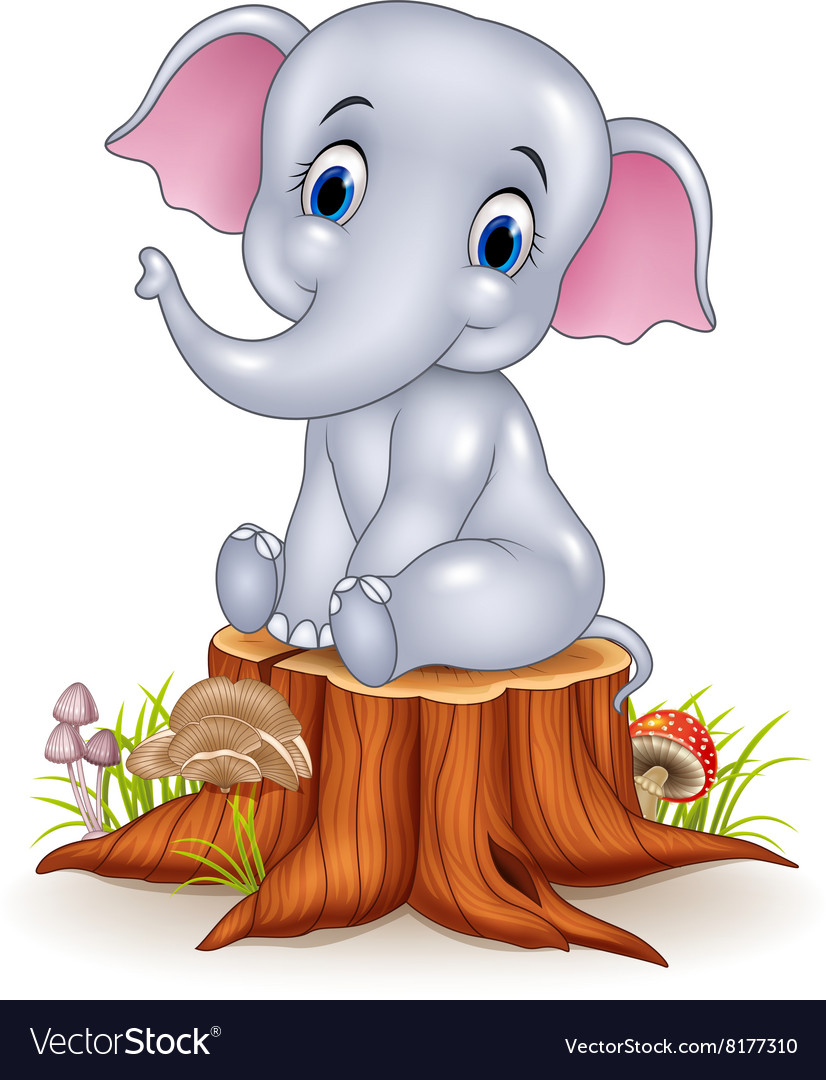Süßes Baby Elefant auf Stump