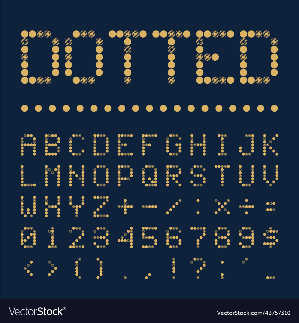 Dotted font alphabet retro or pop style