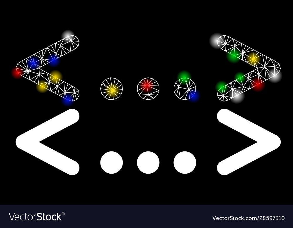 Flare mesh network inline code icon with vector image Flare mesh network inline code icon with