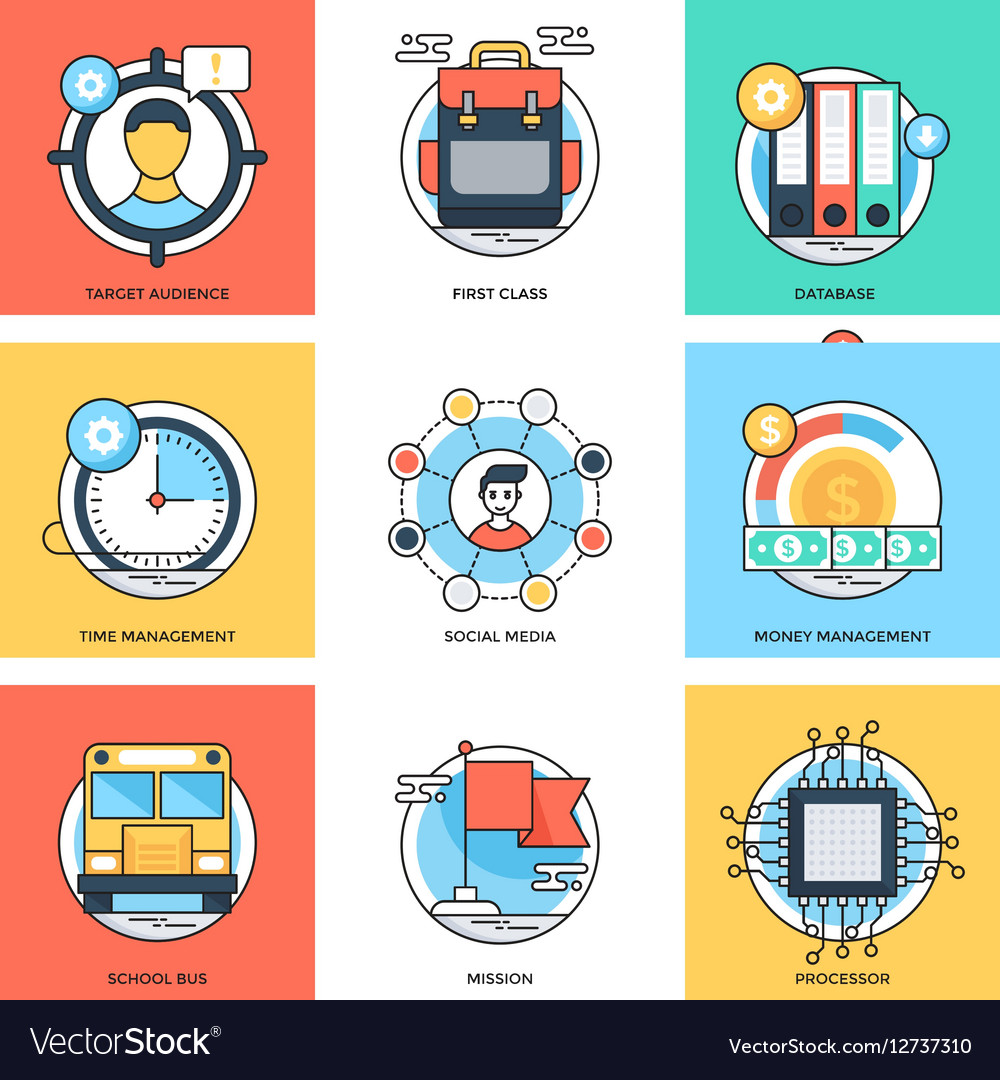 Flat color line design concepts icons 27