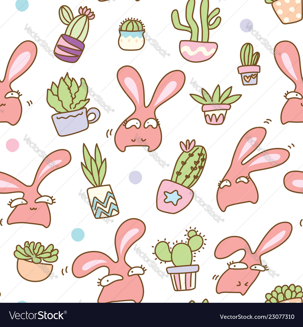 Funny rabbit seamless pattern background