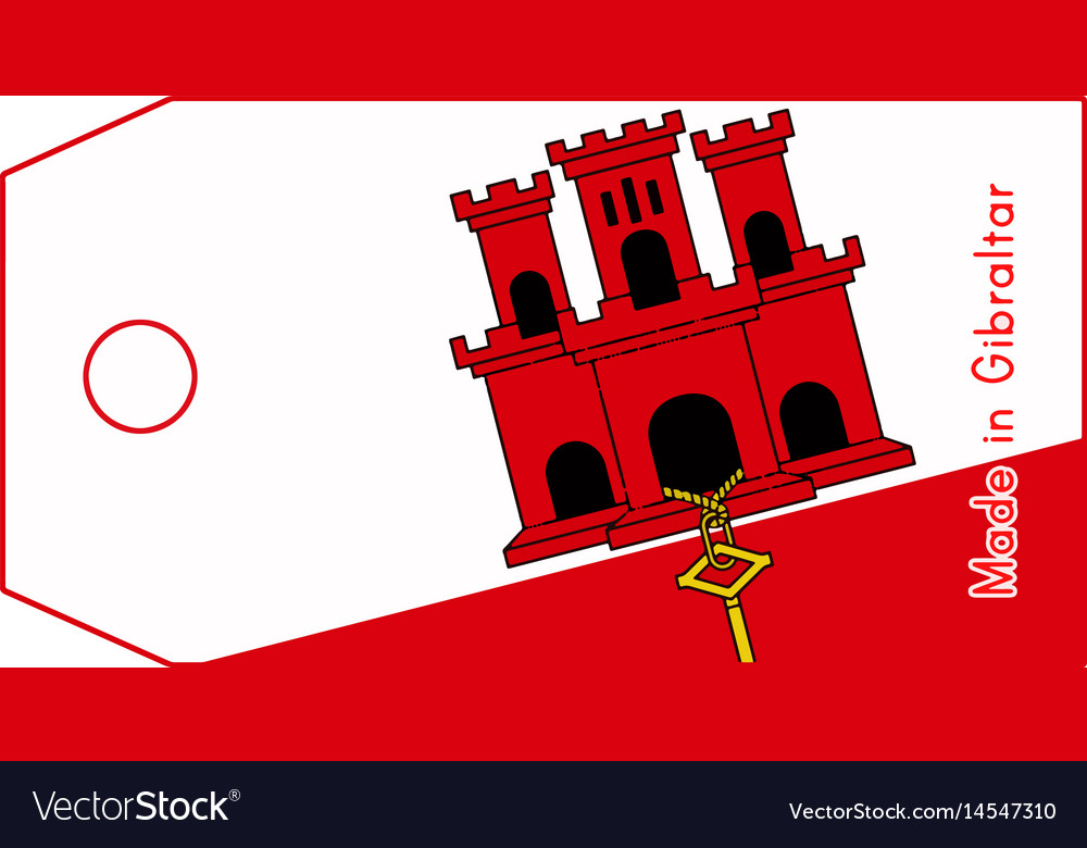 Gibraltar flag on price tag with word made