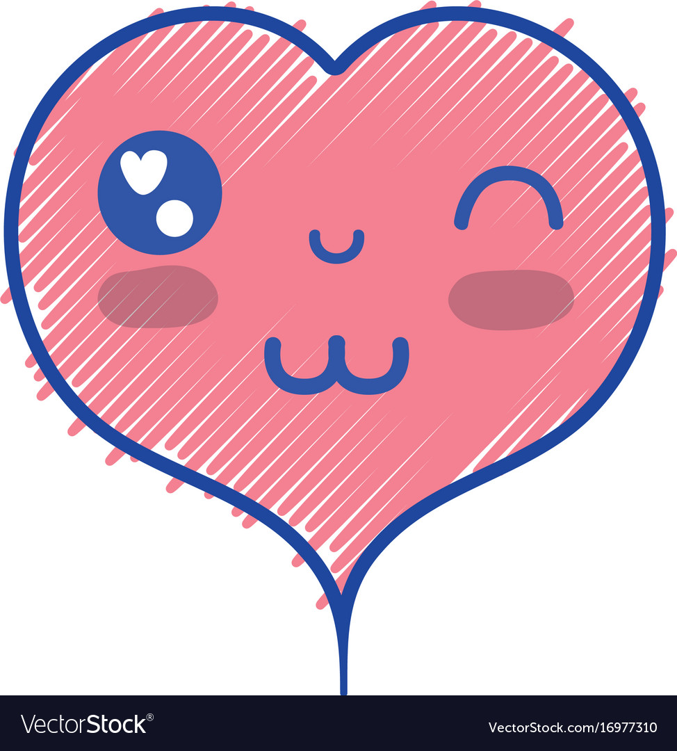 Kawaii cute happy heart design Royalty Free Vector Image