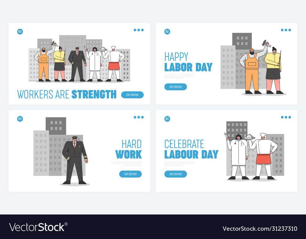 Labour day concept website landing page people