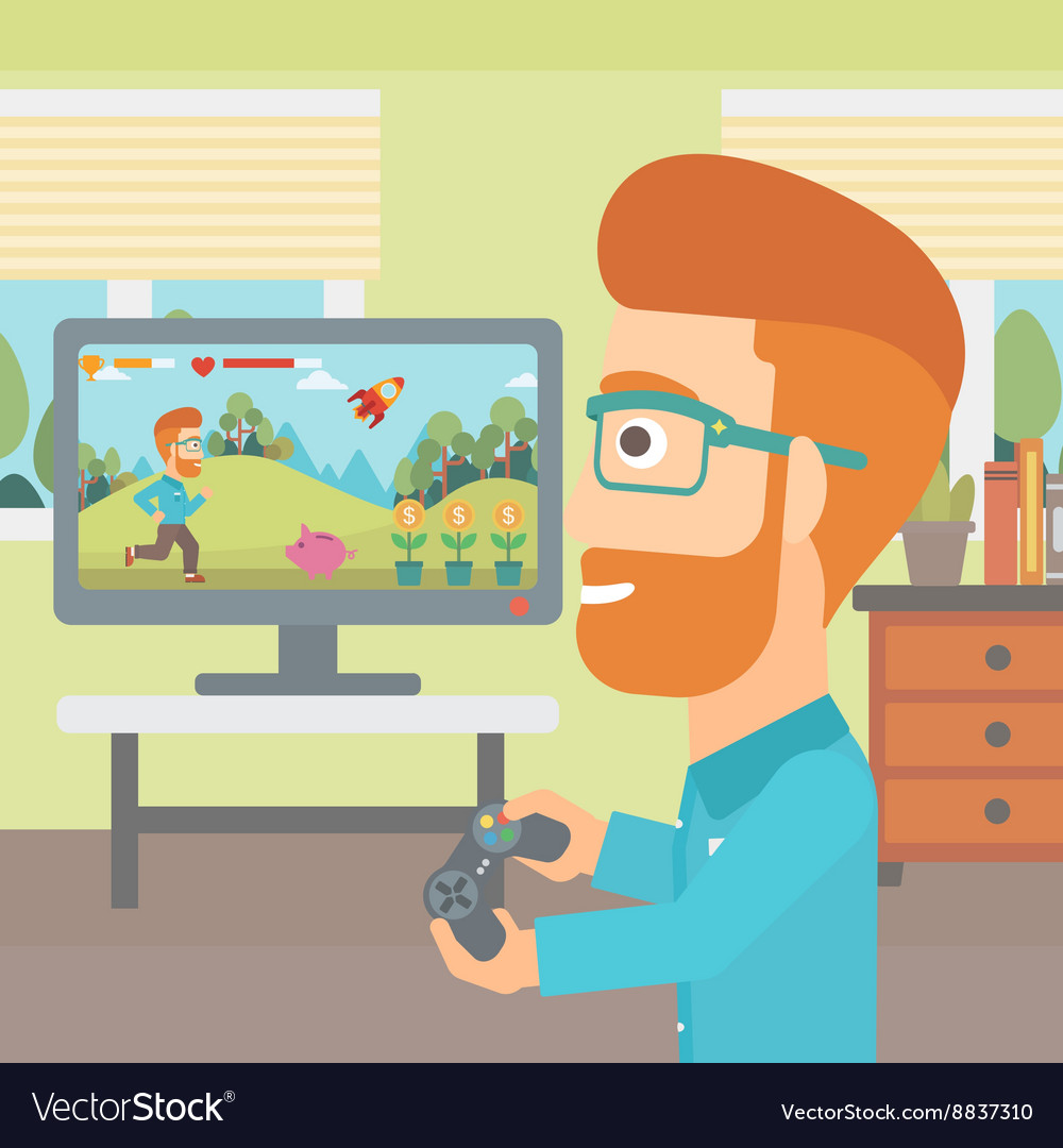 Man playing video game