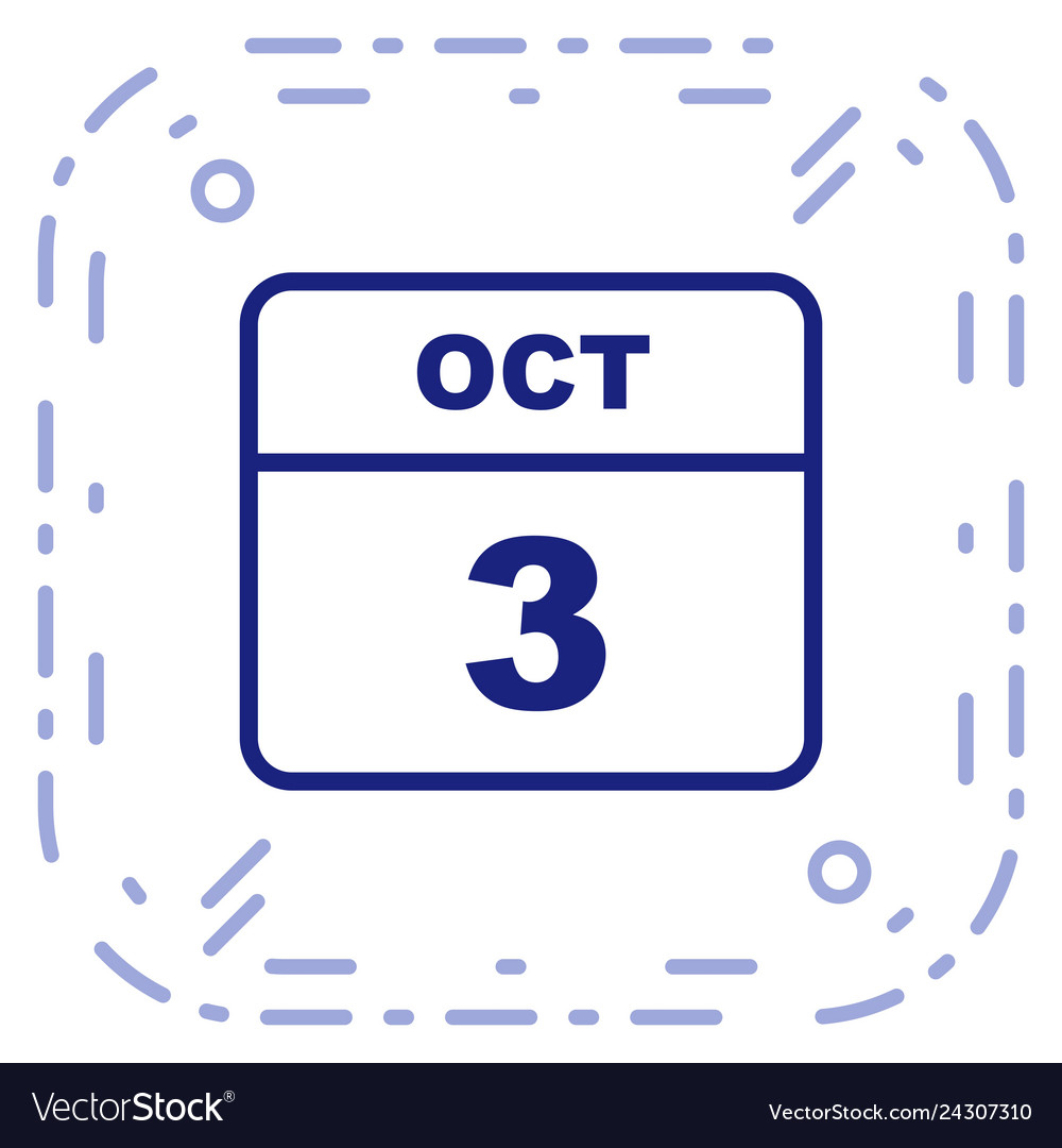 October 3rd date on a single day calendar