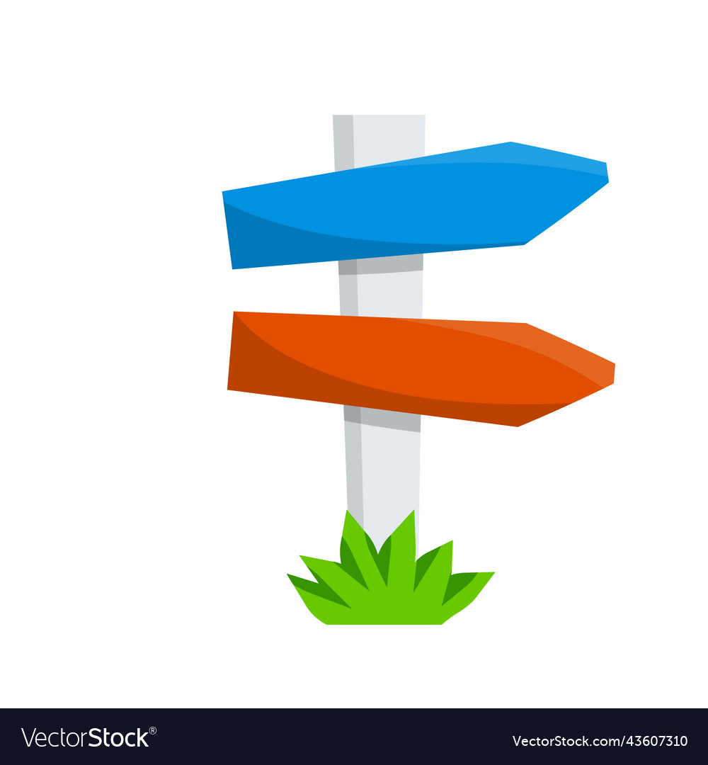 Path pointer with red and blue plate vector image Path pointer with red and blue plate