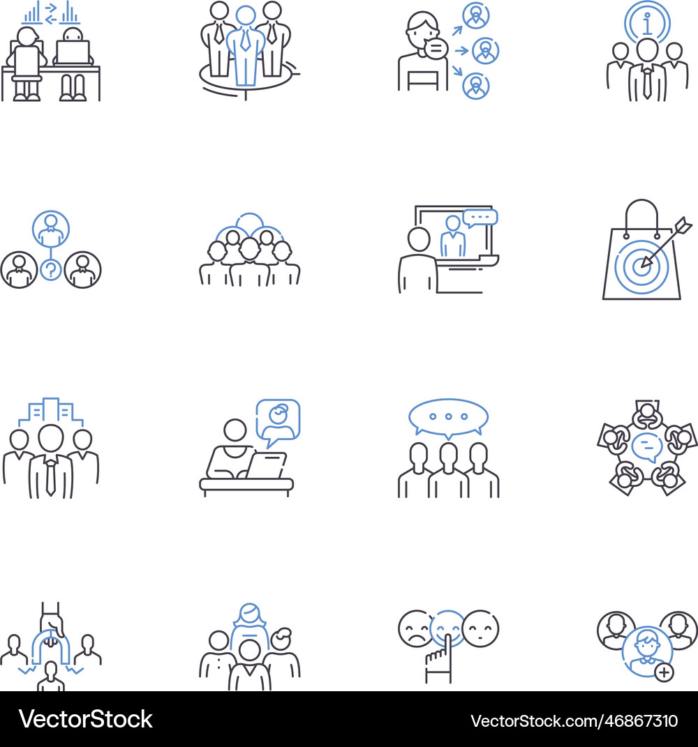 Research analysts line icons collection insights Vector Image