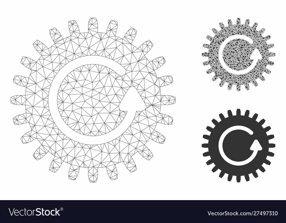 Rotate cog mesh 2d model and triangle vector image Rotate cog mesh 2d model and triangle