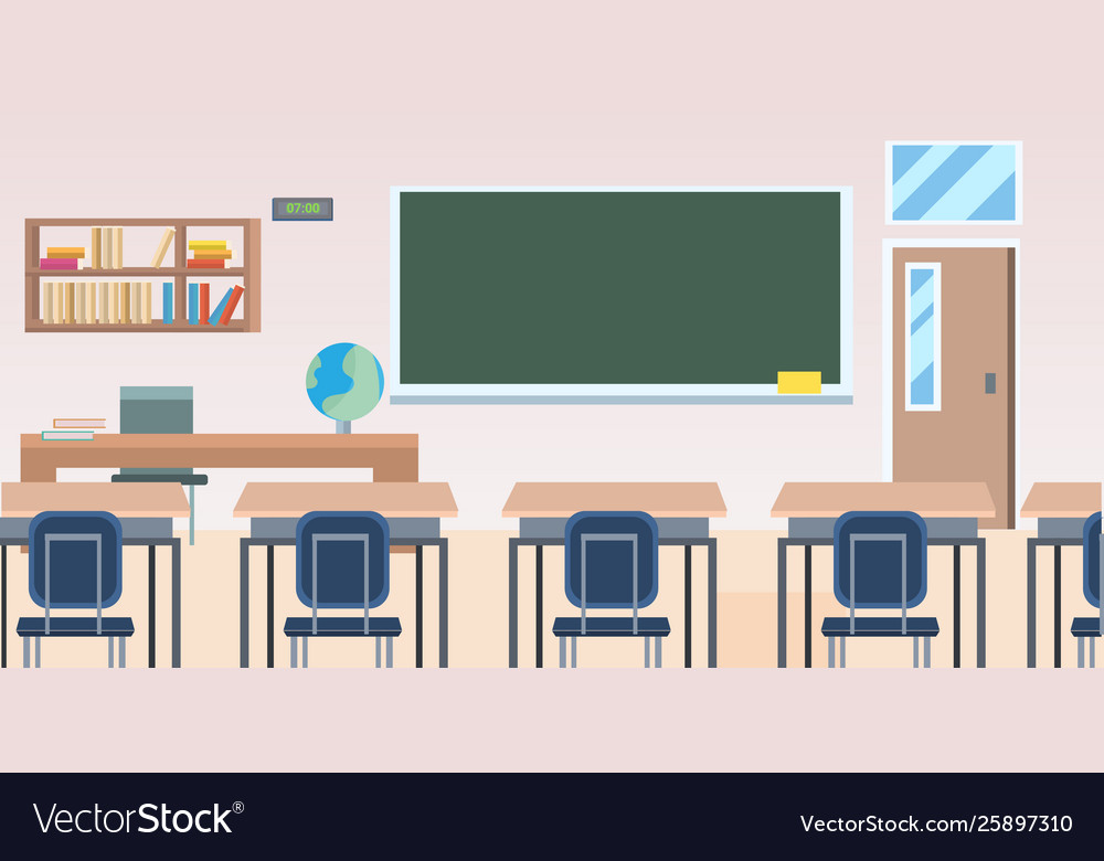 School classroom with furniture board desk empty Vector Image