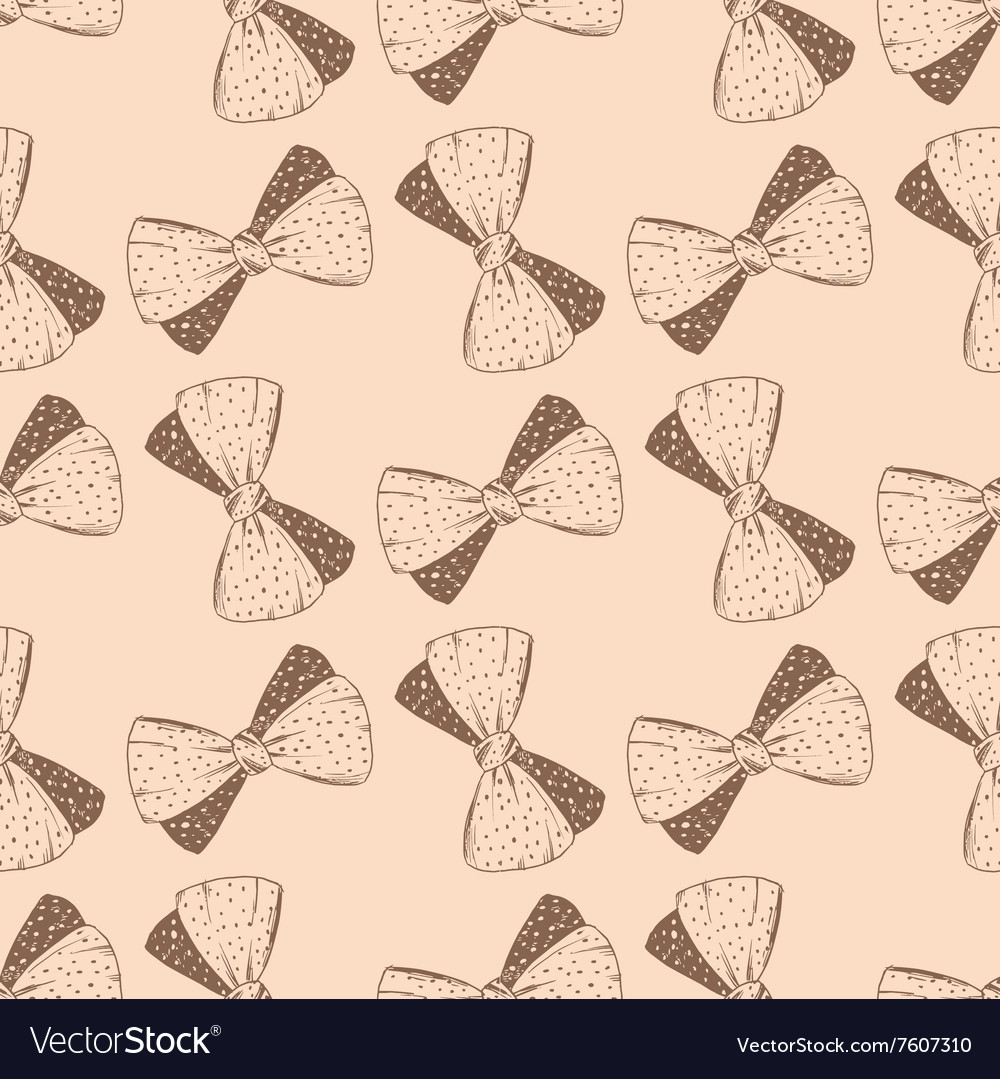 Seamless pattern with hand drawn bow background