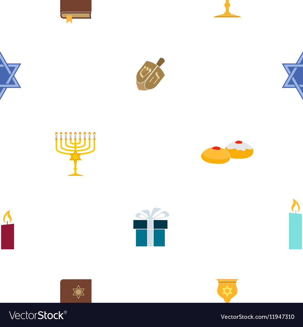 Seamless pattern with hanukkah symbol icons
