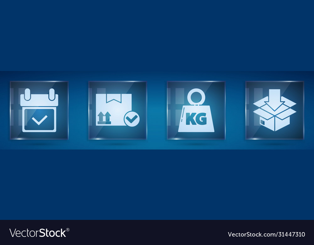 Set calendar with check mark package box vector image Set calendar with check mark package box