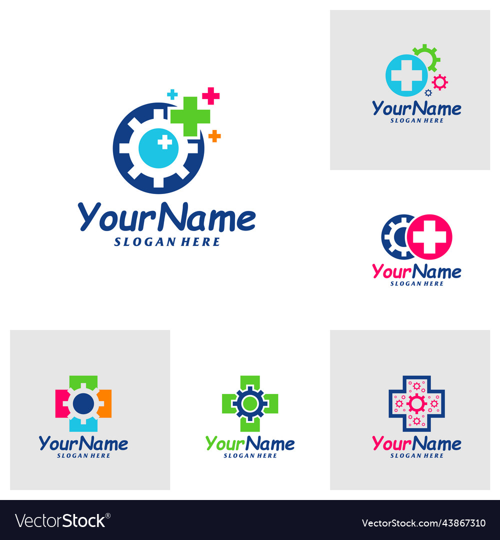 Set of health gear logo design template health Vector Image