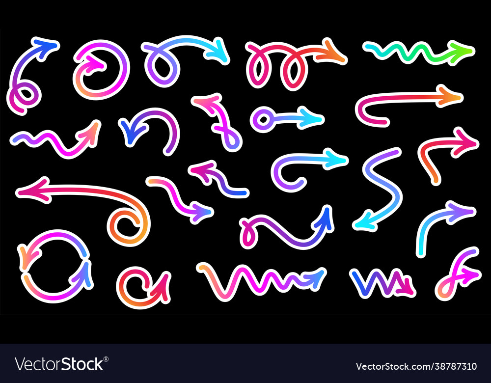 Set paper multicolored isolated arrows vector image Set paper multicolored isolated arrows