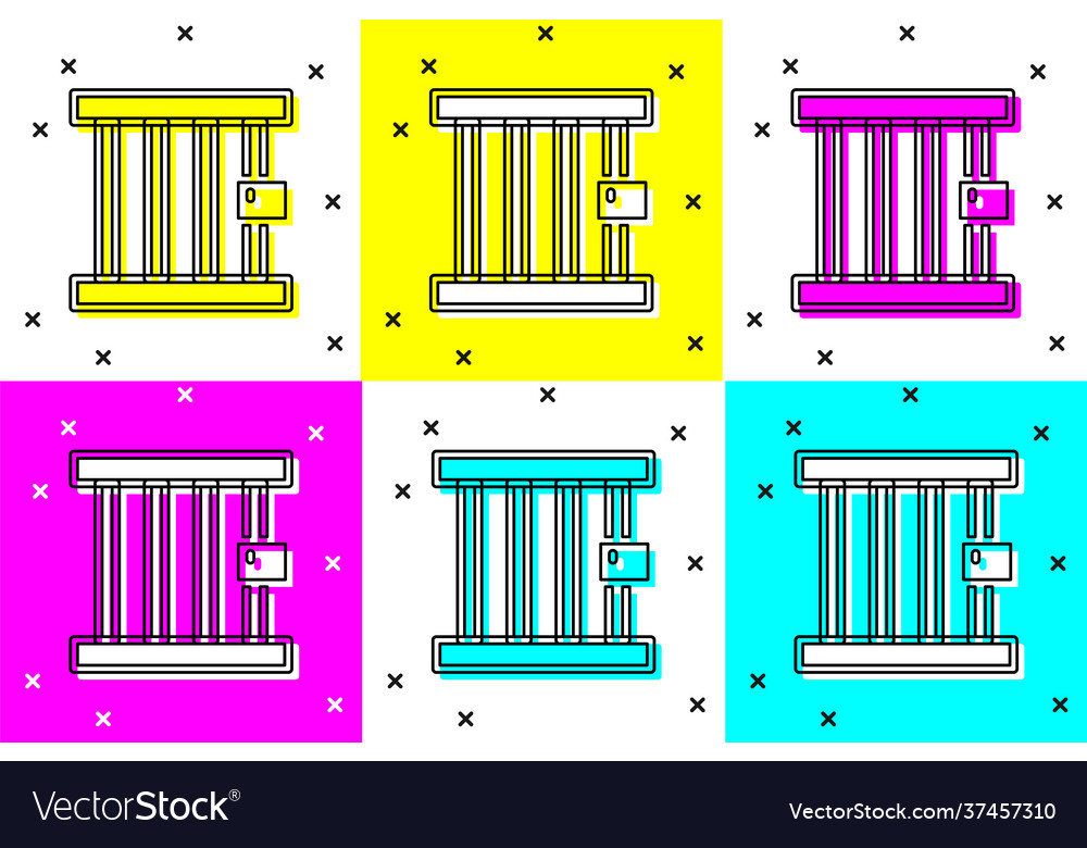 Set prison window icon isolated on color vector image Set prison window icon isolated on color