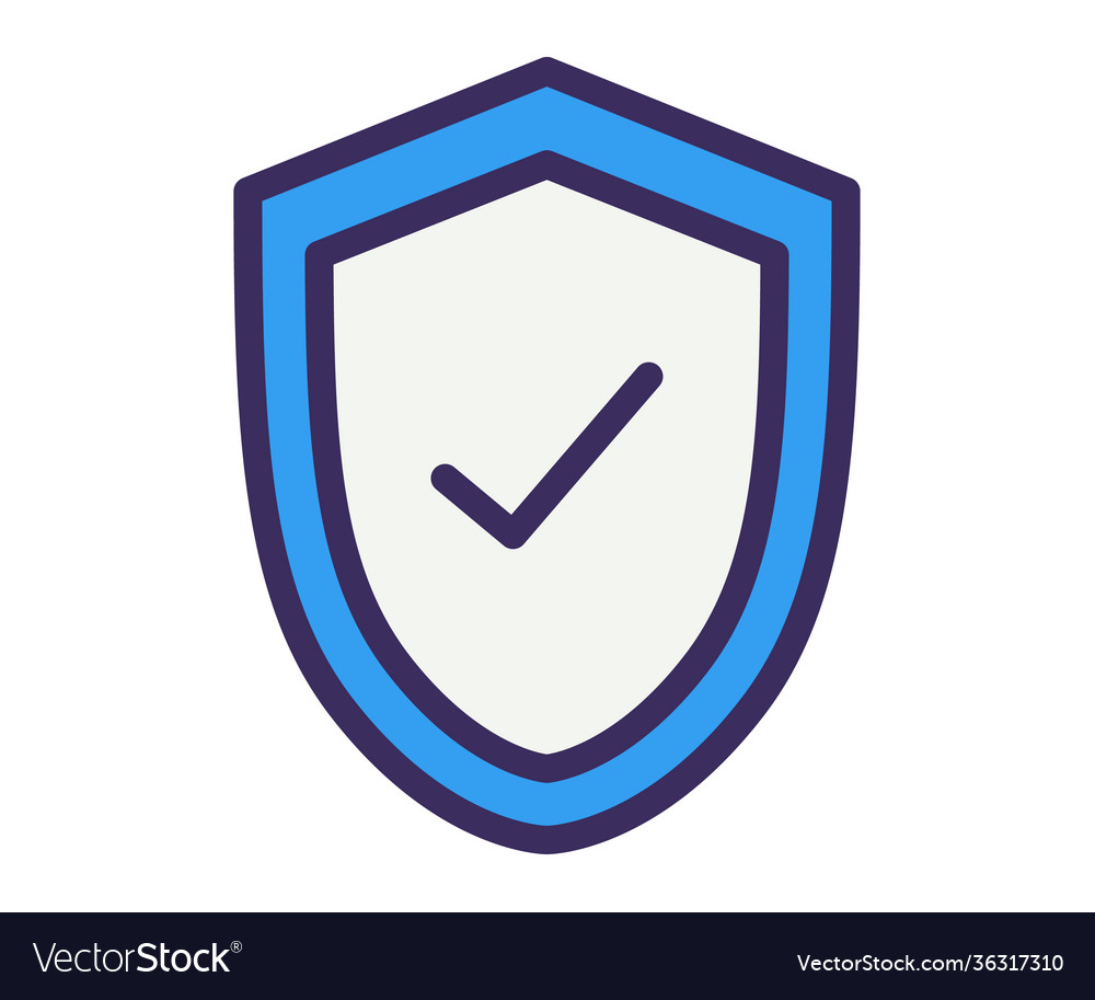Shield secure single isolated icon with filled vector image Shield secure single isolated icon with filled